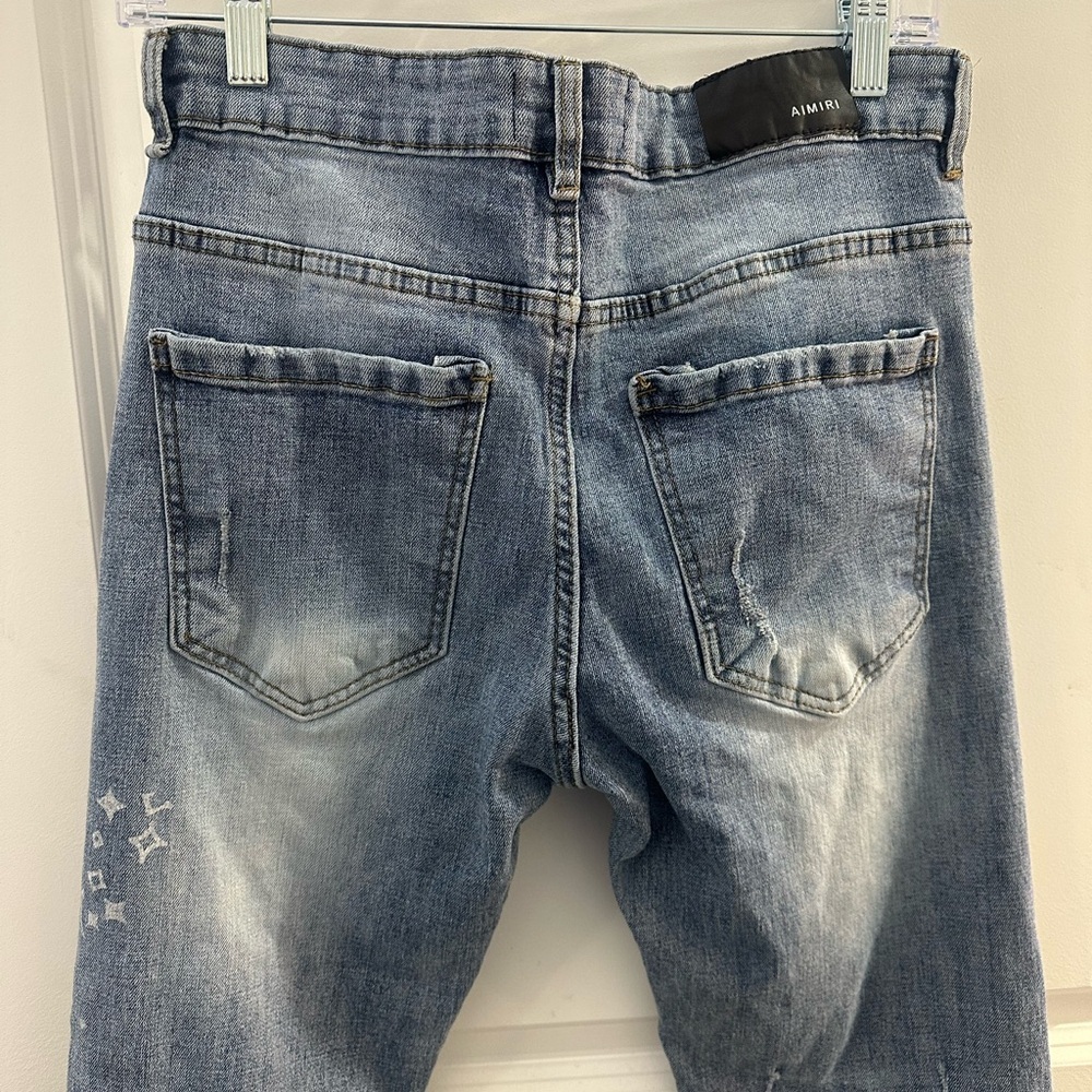 Men’s Distressed Denim Faded Blue Straight Jeans Size 32 EUC - Picture 6 of 6
